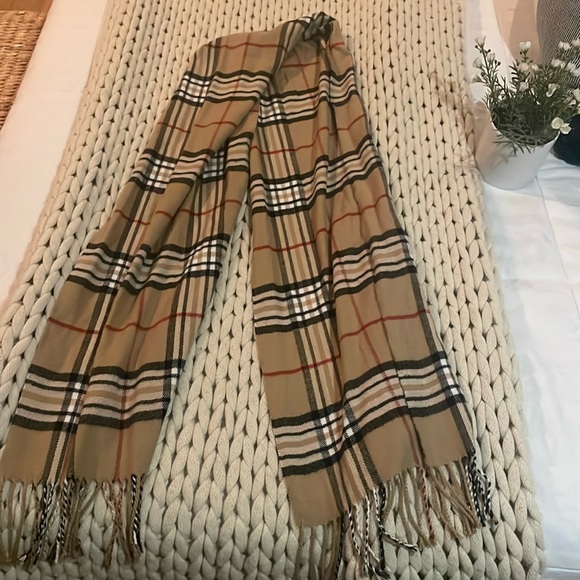 Cashmere Feel New England Plaid Scarf - 100% Acrylic - Super Soft - Camel - Picture 6 of 10